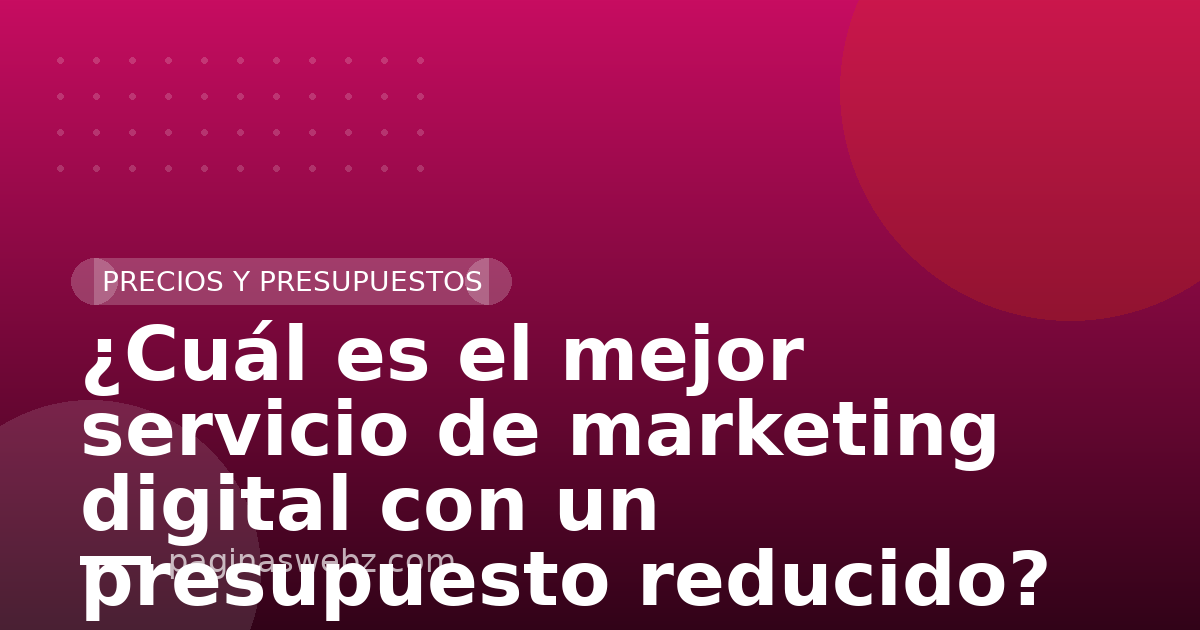 ¿Cuál es el mejor servicio de marketing digital con un presupuesto reducido?